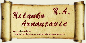 Milanko Arnautović vizit kartica